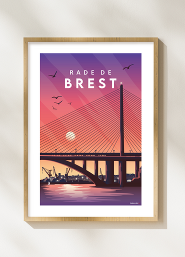 Affiche d'un coucher de soleil sur la Rade de Brest