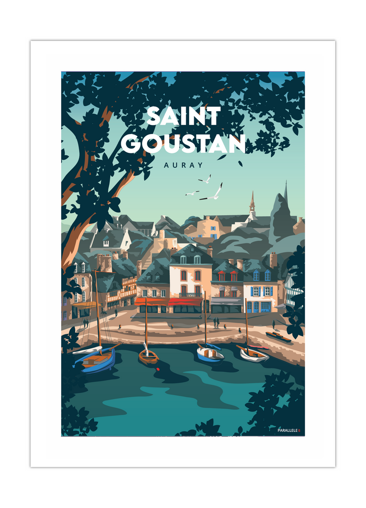 Affiche illustrée du port de Saint-Goustan à Auray
