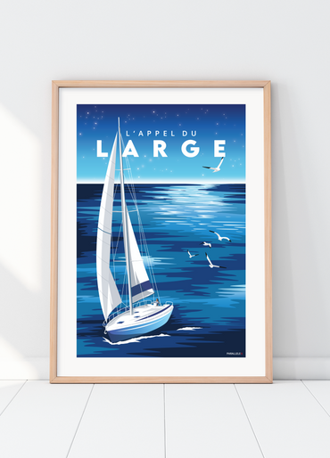 Affiche d'un voilier partant pour une course au large