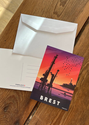 Carte postale des grues de Brest