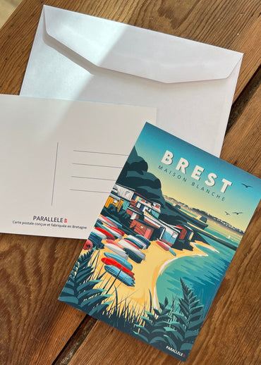 Carte postale du port de la maison blanche à Brest