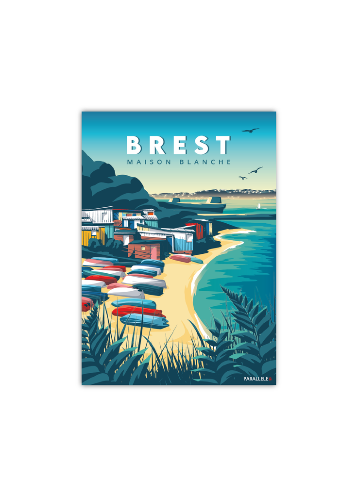Carte postale du port de la maison blanche à Brest