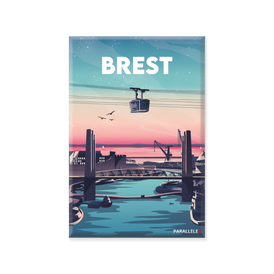 Magnet d'un coucher de soleil sur Brest et le pont de recouvrance