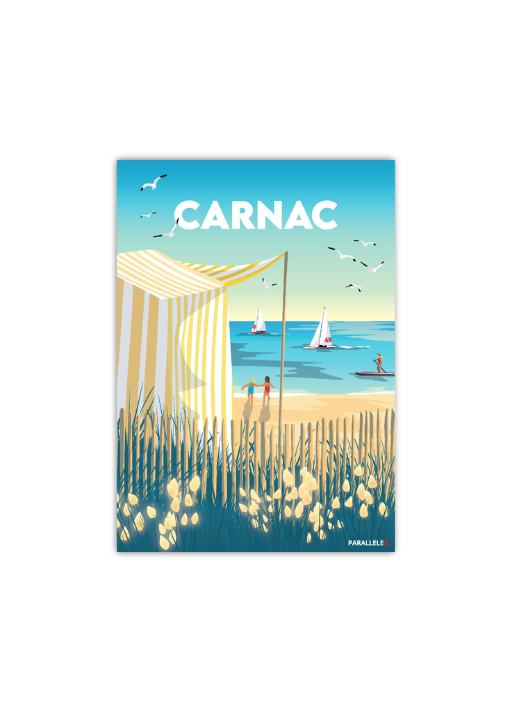 Carte postale des tentes de plage de Carnac