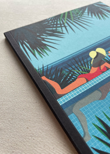 Illustration estivale imaginée sur un carnet A5 de la marque Parallèle 48