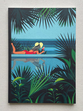 Illustration d'une femme au bord de l'eau imaginée et créée par la marque brestoise Parallèle 48