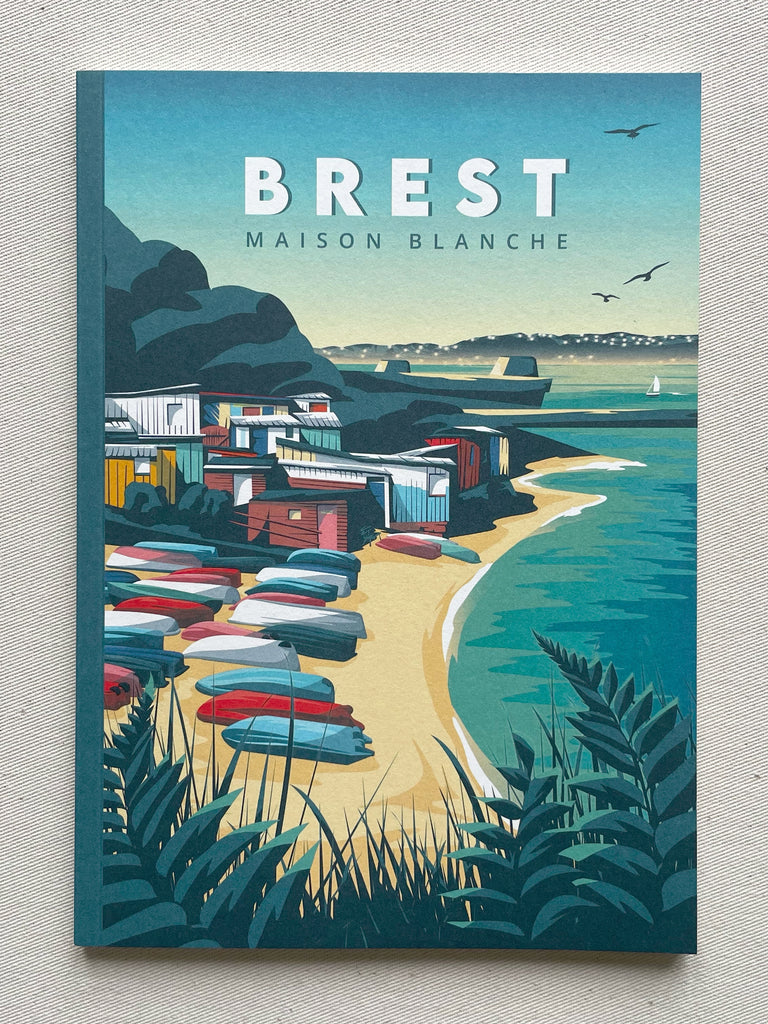 Illustration de Brest Maison Blanche sur un carnet A5 imprimé en Bretagne