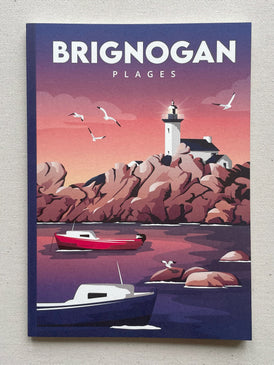 Illustration française de Brignogan-Plages dans le Finistère imprimée sur un carnet A5