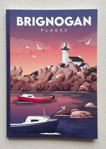 Illustration française de Brignogan-Plages dans le Finistère imprimée sur un carnet A5