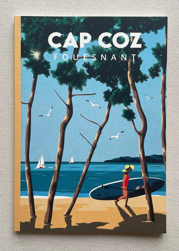 Illustration de Cap Coz - Fouesnant sur un carnet A5 créé et imprimé en Bretagne (made in France)