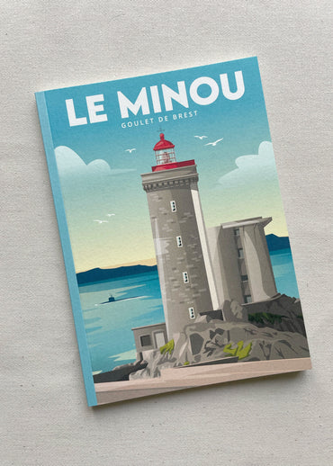 Illustration du phare du Minou imprimée sur un carnet de notes au format A5 en Bretagne