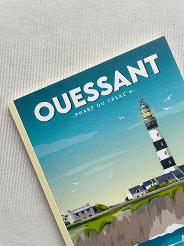 Carnet A5 ligné avec une illustration de l'île de Ouessant