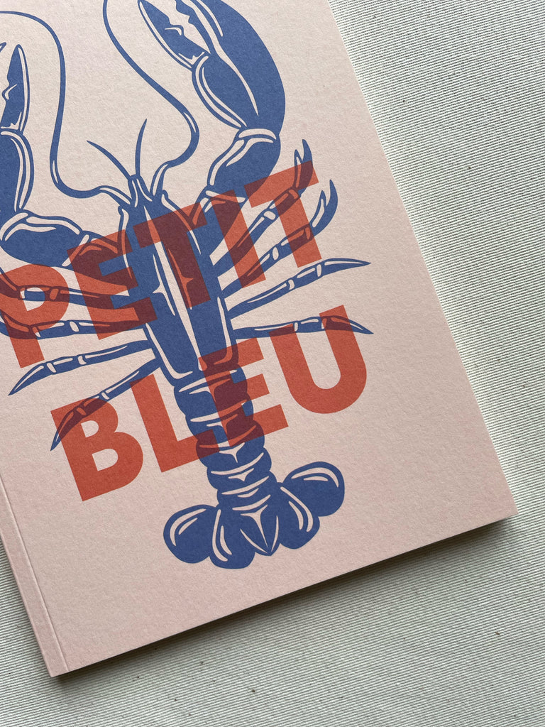 Carnet de notes A5 imprimé en Bretagne avec un homard bleu