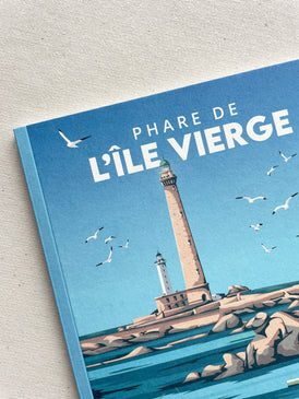 Carnet de notes A5 avec une illustration d'un phare breton, création et impression locales (Finistère)