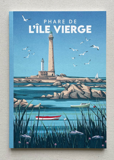 Illustration du Phare de l'Île Vierge à Lilia dans le Finistère, imprimée sur un carnet A5 made in France