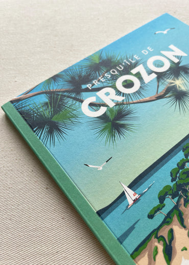 Illustration de la plage de l'île Vierge sur la Presqu'île de Crozon, impression finistérienne  sur carnet A5