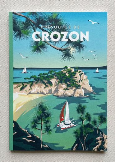 Carnet A5 de la marque Parallèle 48 avec une illustration de la Presqu'île de Crozon