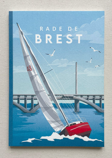 Carnet A5 représentant une illustration de la rade de Brest