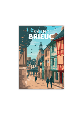 Carte postale de la ville médiévale de Saint-Brieuc dans les Côtes d'Armor