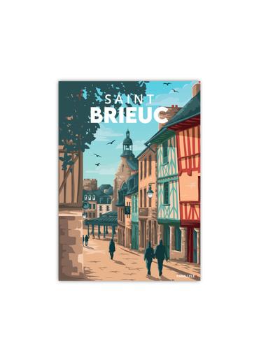 Carte postale de la ville médiévale de Saint-Brieuc dans les Côtes d'Armor