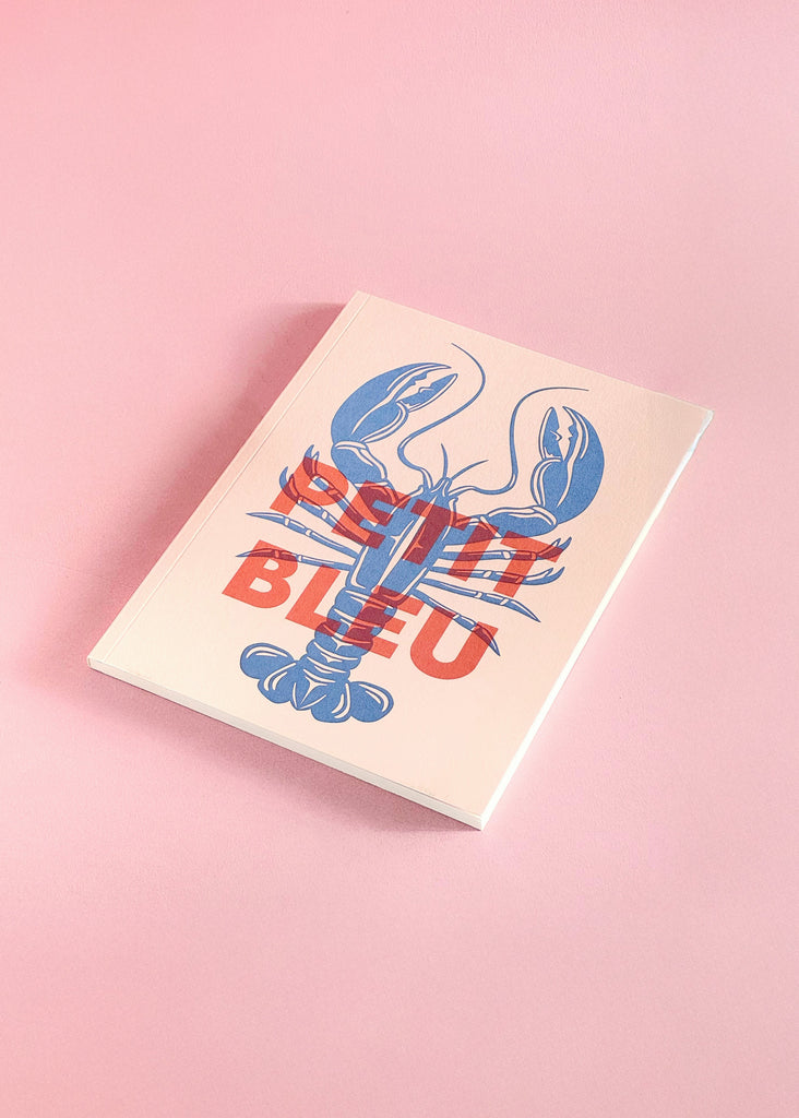Carnet de notes A5 imprimé en Bretagne avec un homard bleu
