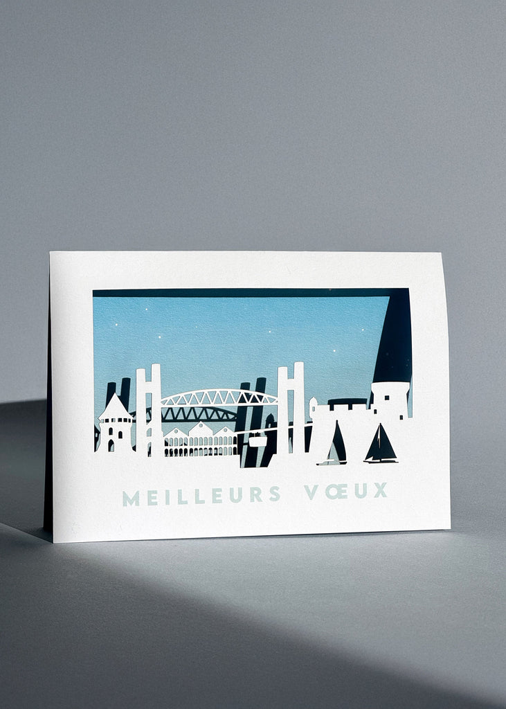 Carte de Noël du port de Brest imprimée sur du beau papier