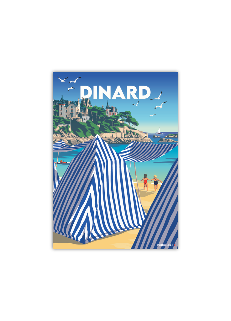 Carte postale des cabines de plage de Dinard