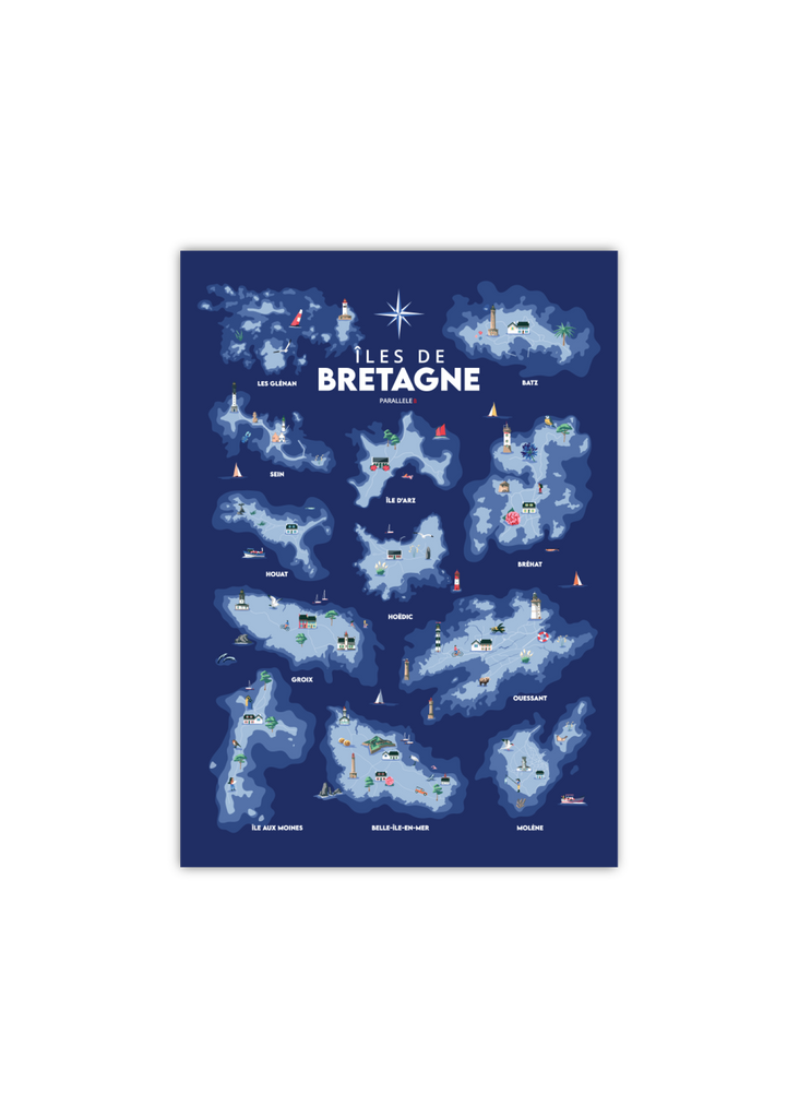 Carte postale des iles de Bretagne
