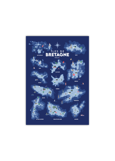 Carte postale des iles de Bretagne