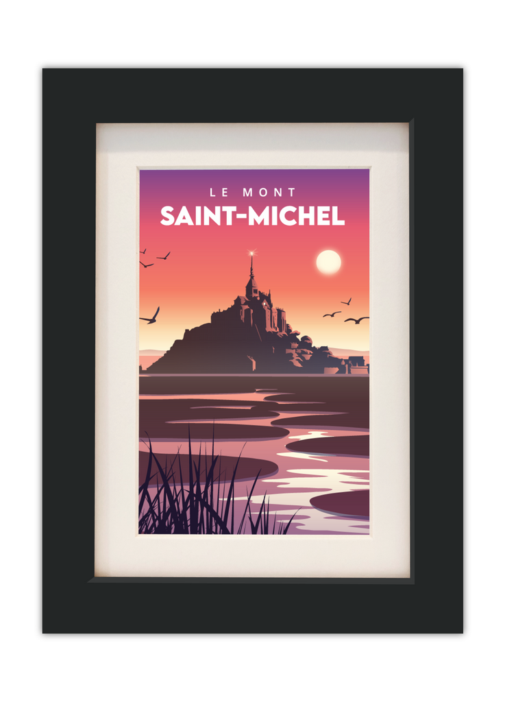 Carte postale du Mont Saint-Michel avec un cadre noir