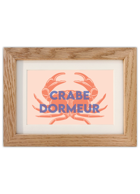 Carte postale du Crabe dormeur, tourteau de Bretagne avec un cadre en chêne