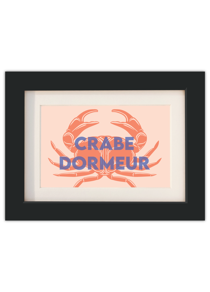 Carte postale du Crabe dormeur, tourteau de Bretagne avec u cadre noir