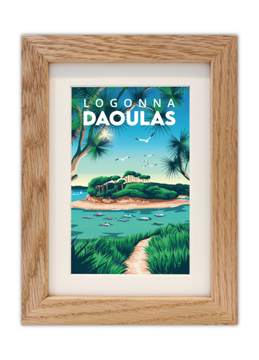 Carte postale de Logonna-Daoulas avec un cadre en chêne