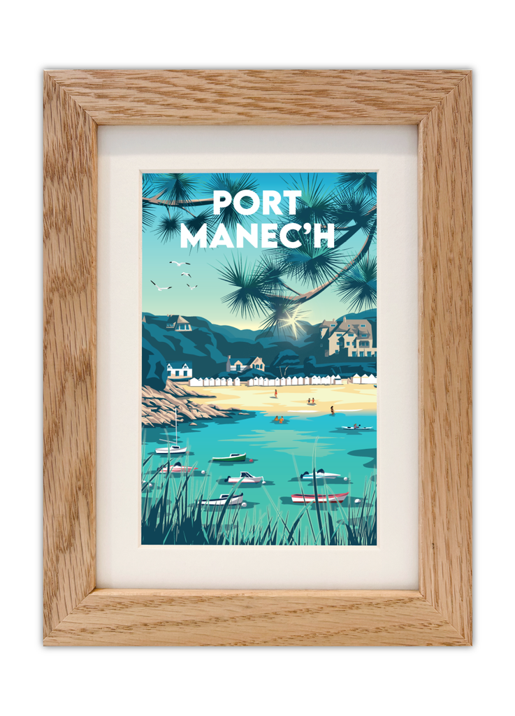 Carte postale de Port Manec'h dans le Finistère Sud avec un encadrement en chêne
