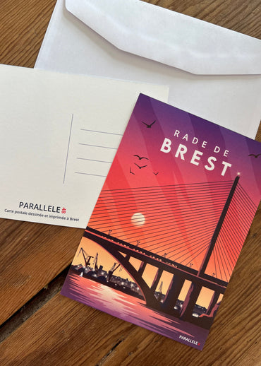 Carte postale des ponts de Plougastel dans la Rade de Brest