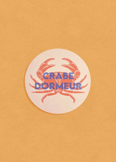 Illustration d'un tourteau sur un dessous de verre made in EU en bois de bouleau