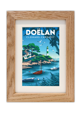 Carte Postale du Port de Doëlan à Clohars-Carnoët  avec un cadre chêne
