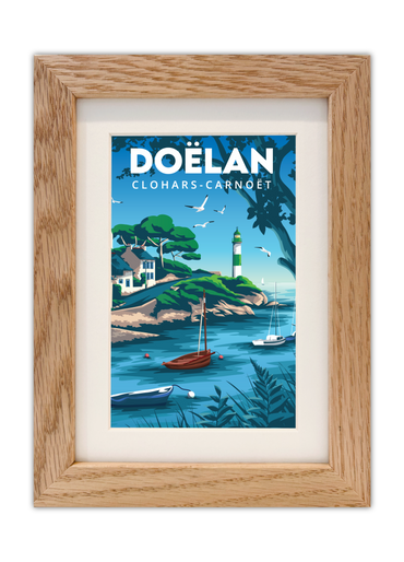 Carte Postale du Port de Doëlan à Clohars-Carnoët  avec un cadre chêne
