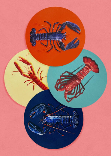 Lot de 4 dessous de verre en bois de crustacés de la marque bretonne Parallèle 48 (fabrication suédoise)