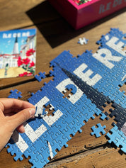 Idée cadeau : puzzle mille pièces de la marque bretonne Parallèle 48 représentant l'Île de Ré