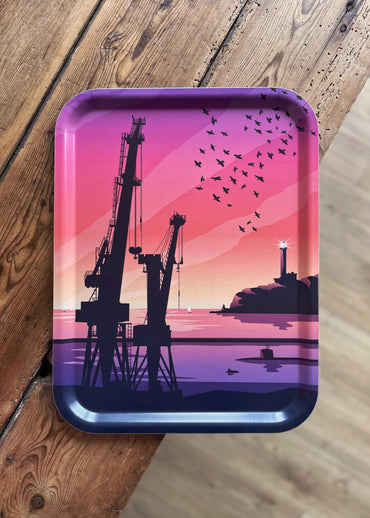 Plateau rectangulaire en bouleau des grues de Brest