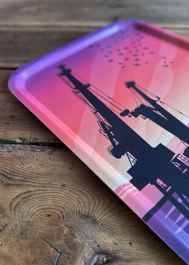 Plateau rectangulaire en bouleau des grues de Brest