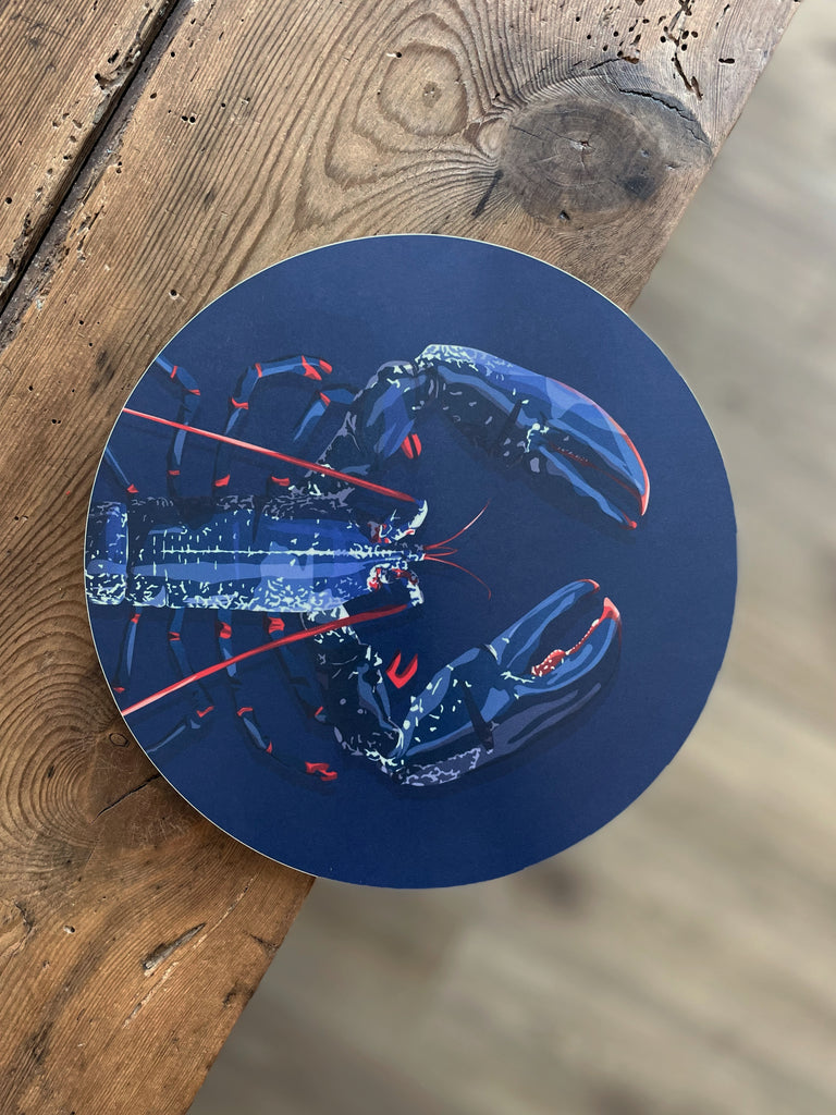 Dessous de verre en bois d'un homard bleu 