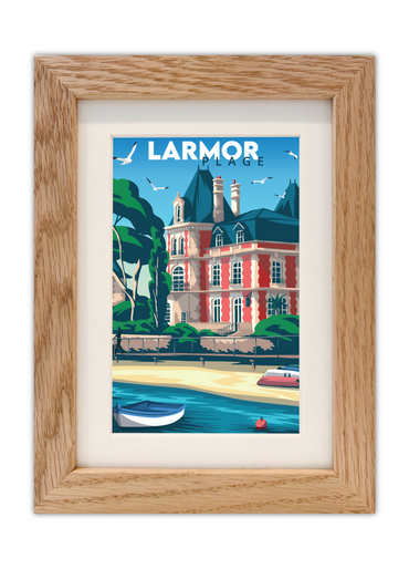 Carte postale de la Villa Margaret à Larmor-Plage avec un cadre en chêne
