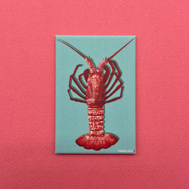 Magnet finition mat représentant une illustration du crustacé la langouste. Produit made in France de la marque bretonne Parallèle 48 basée à Brest. Idée déco pour la cuisine. 