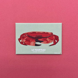 Magnet finition mat représentant une illustration du tourteau, crabe dormeur. Produit made in France de la marque bretonne Parallèle 48 basée à Brest. Idée déco pour la cuisine. 