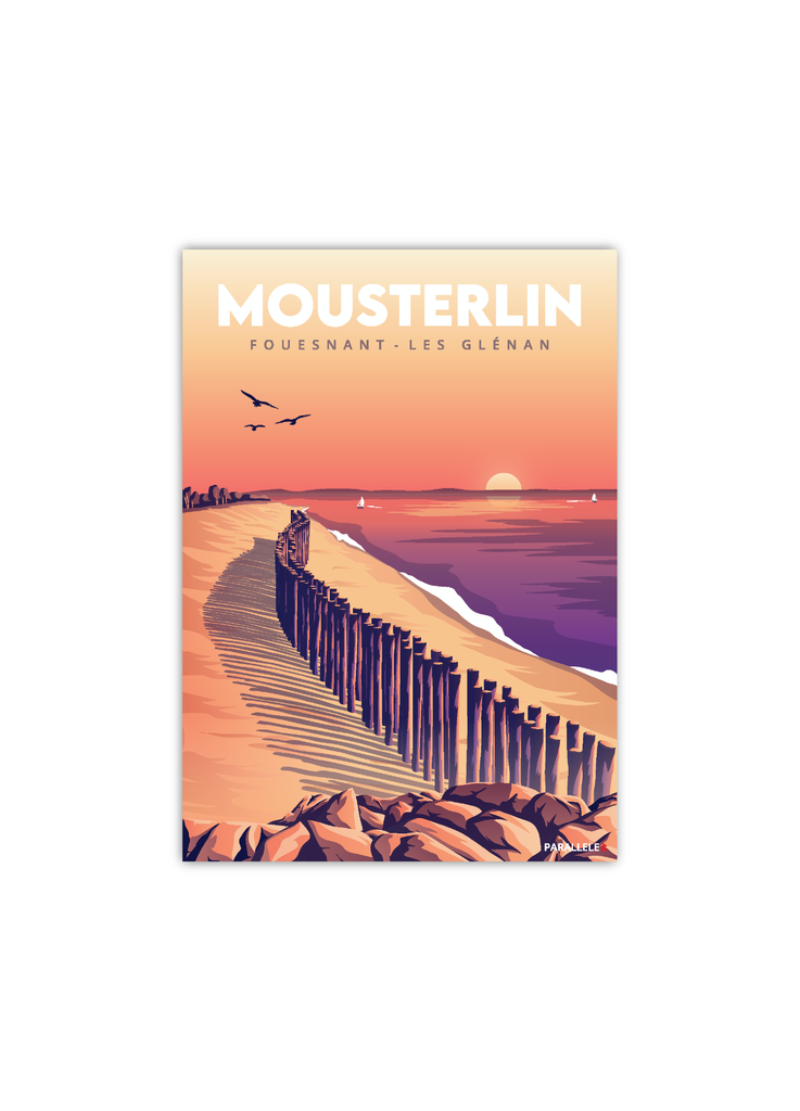 Carte postale de la plage de Mousterlin à Fouesnant les Glénan