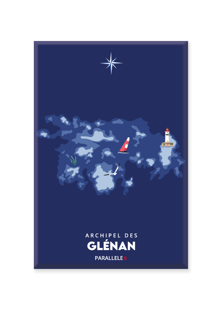Magnet d'une carte marine illustrée de l'archipel des Glénan