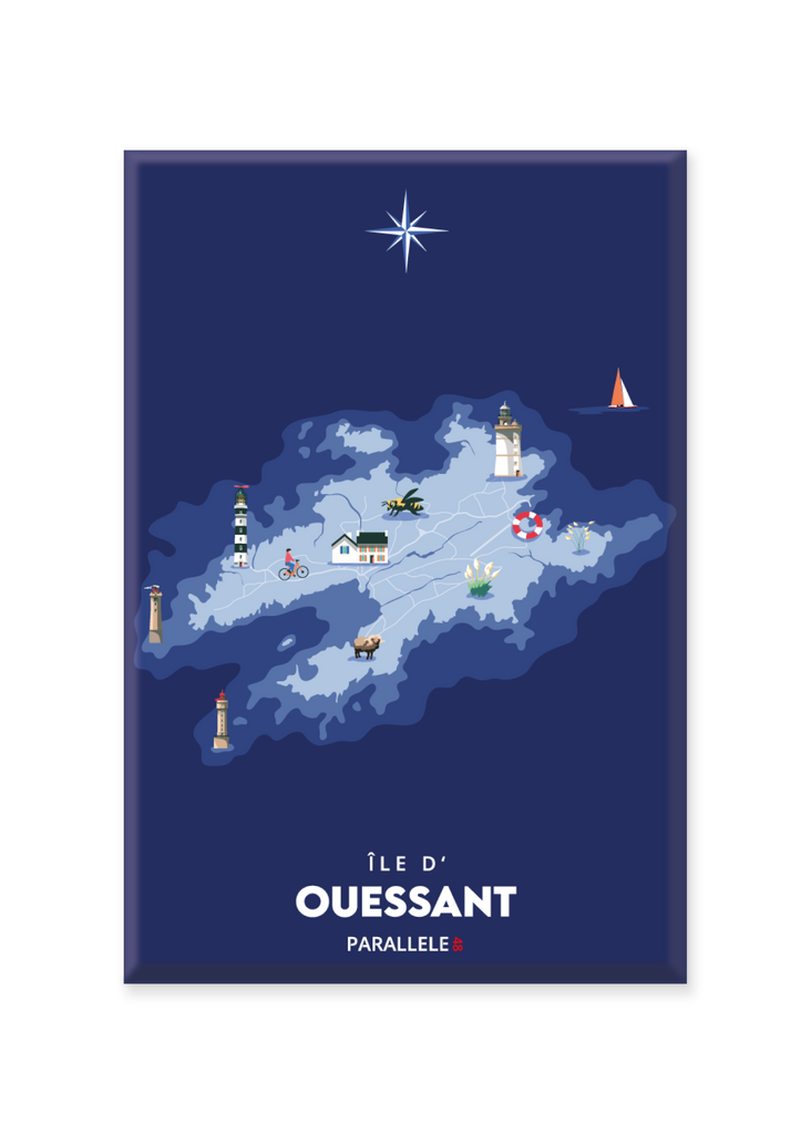 Magnet d'une carte marine de l'Île d'Ouessant