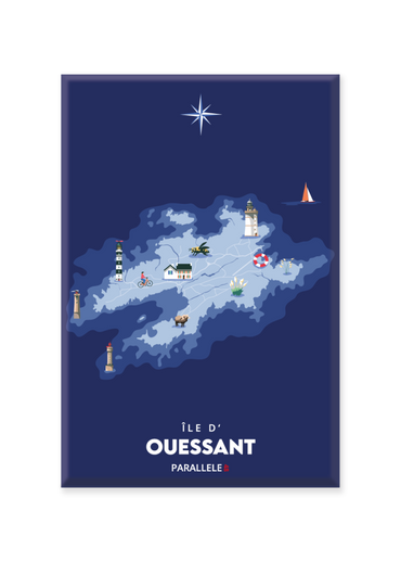 Magnet d'une carte marine de l'Île d'Ouessant